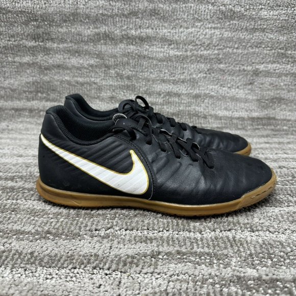 Nike Men\'s Tiempo Black White Tan Soft Leather Lace Up Soccer Cleats Shoe Size 8 main image 4